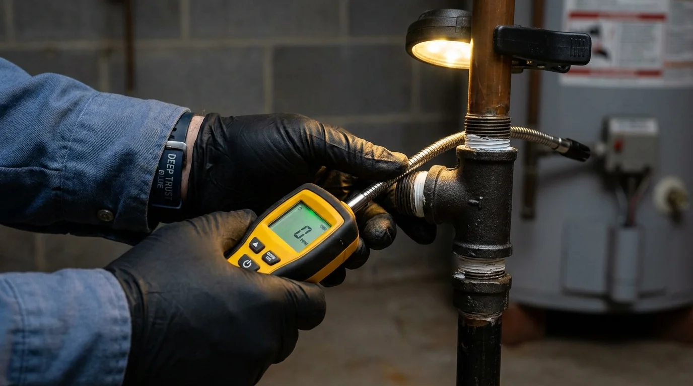 Gas leak detection with electronic sniffer by Johns Plumbing LLC in Mount Horeb