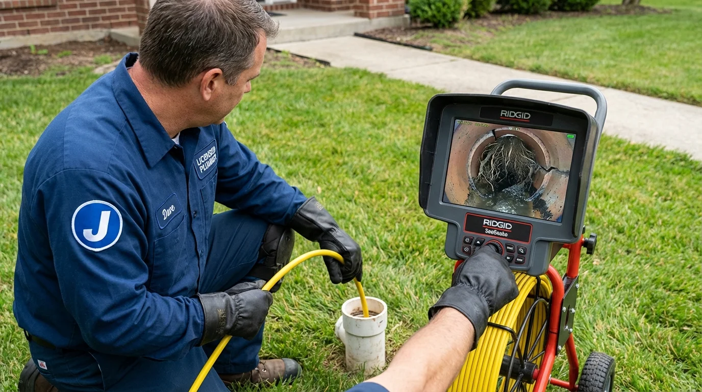 Sewer camera inspection being performed by Johns Plumbing LLC in Mount Horeb